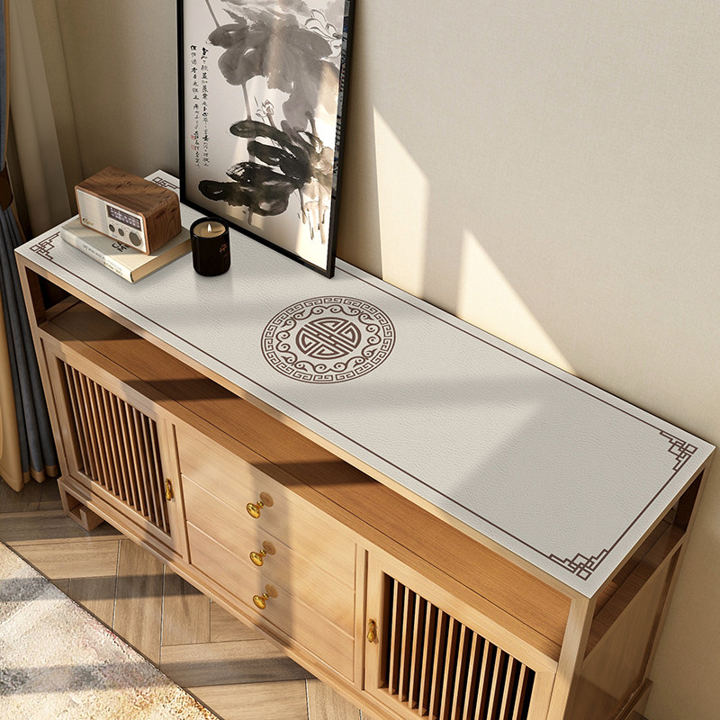 新中式餐边柜桌垫玄关鞋柜垫子茶几垫酒柜台面pu桌布电视柜保护垫,居家布艺,桌布,淘宝优惠券,粉丝福利购,淘宝优惠卷