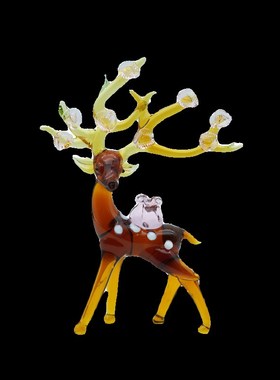 淄博琉璃手工艺品招财梅花鹿桌面摆件一路有钱家居办公书桌装饰品