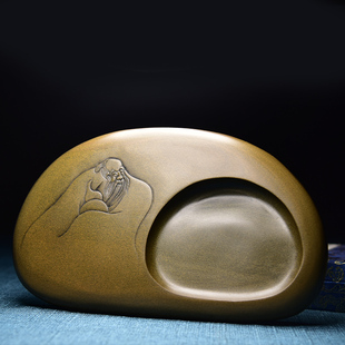 安徽歙县精品老坑高档文房四宝纸墨笔砚套装书法国画磨墨专用天然