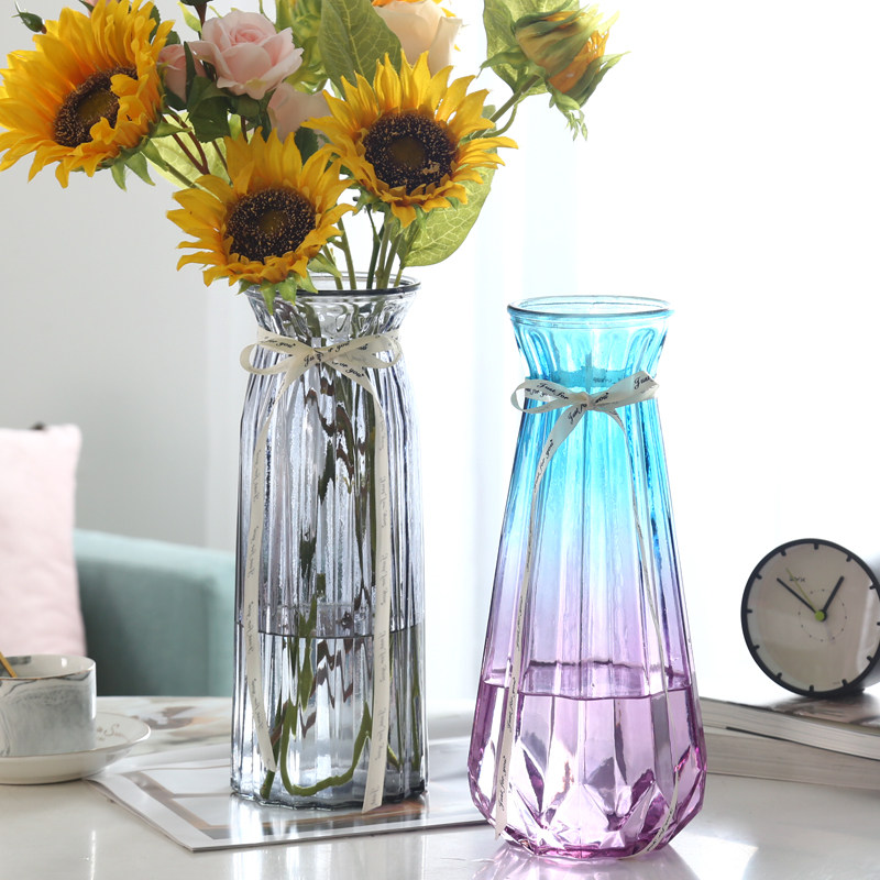 【二件套】特大号玻璃花瓶透明水养富贵竹百合花瓶摆件客厅插花瓶,家居饰品,花瓶,淘宝优惠券,粉丝福利购,淘宝优惠卷