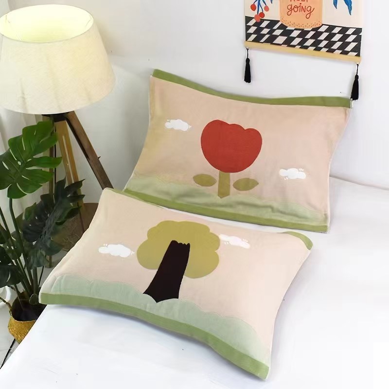 新款AB版全棉多层纱布枕巾 52*78cm四季通用一对装情侣枕芯盖巾男