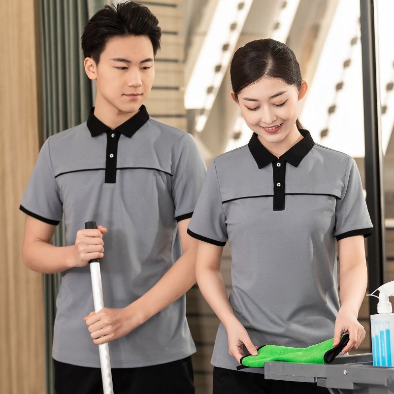 保洁工作服短袖夏装女家政物业PA制服酒店宾馆客房清洁员t恤套装
