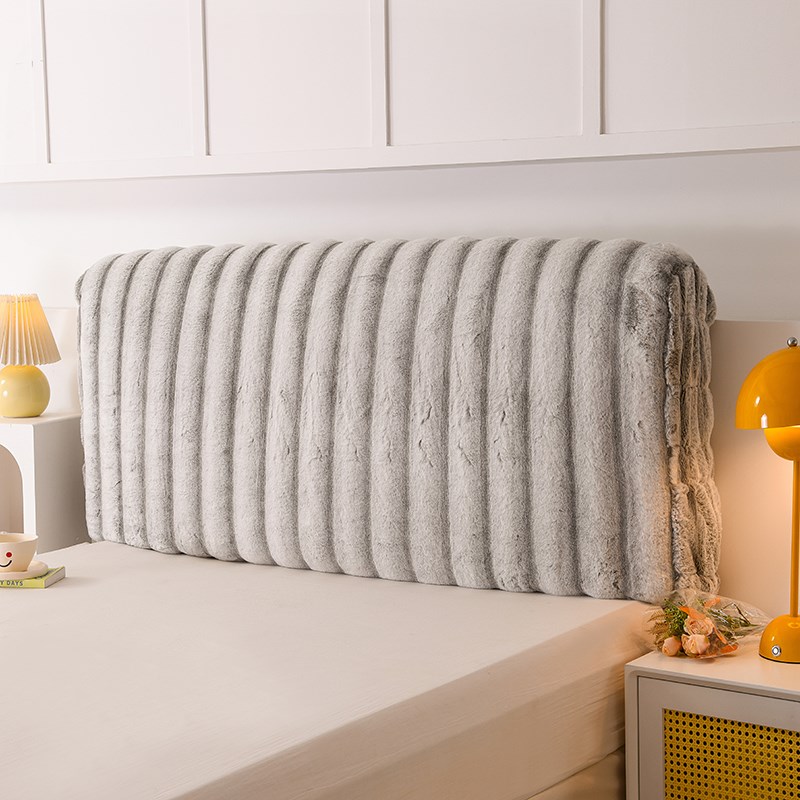 秋冬新品兔毛绒保暖全包床头罩皮木床头软包保护套防尘罩床头套罩
