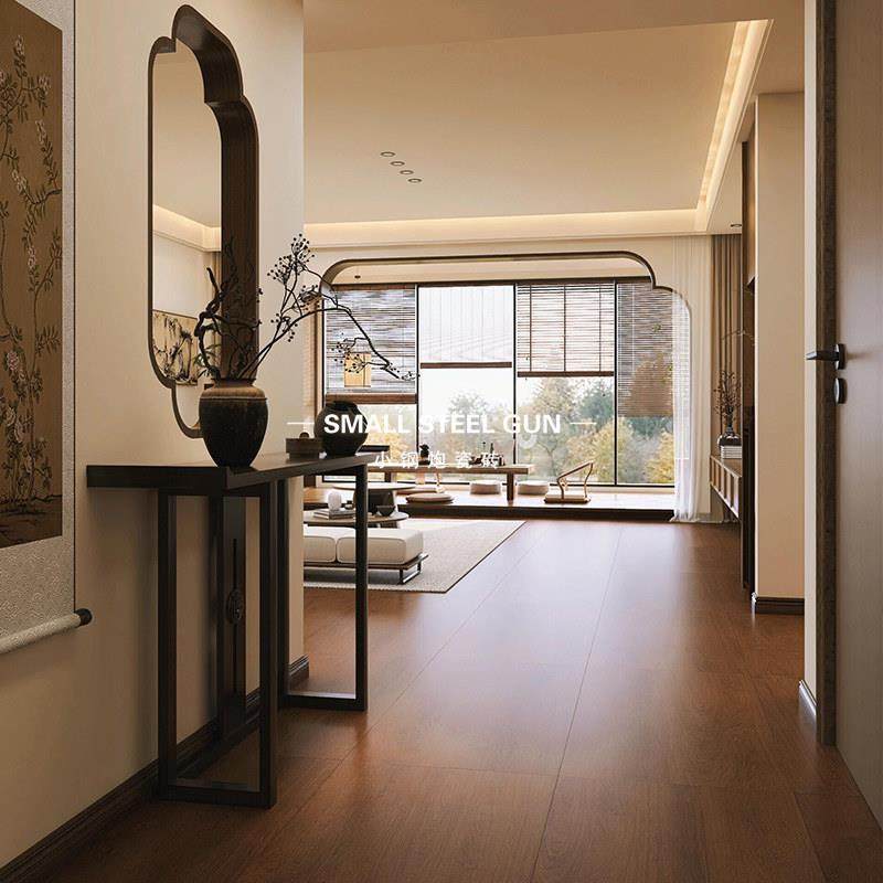 新中式复古法式奶油600x1200焦糖木纹砖客厅卧室阳台厨房防滑地砖