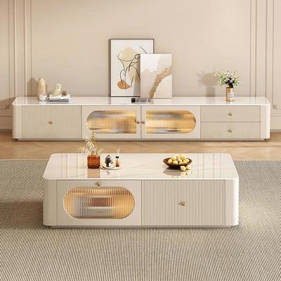 岩板茶几客厅家用2025新款轻奢高级感茶桌小户型落地电视机柜组合