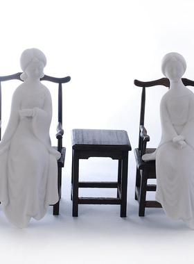 中式禅意砂岩工艺品摆件玄关客厅博古架装饰仕女家居创意新品摆件