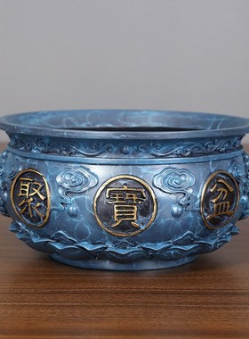 纯铜聚宝盆摆件家居装饰品客厅玄关存钱罐工艺品办公桌开业礼品
