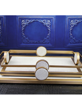 样板房客厅卧室厨房装饰托盘北欧美式方型托盘茶盘客厅卫生间摆件