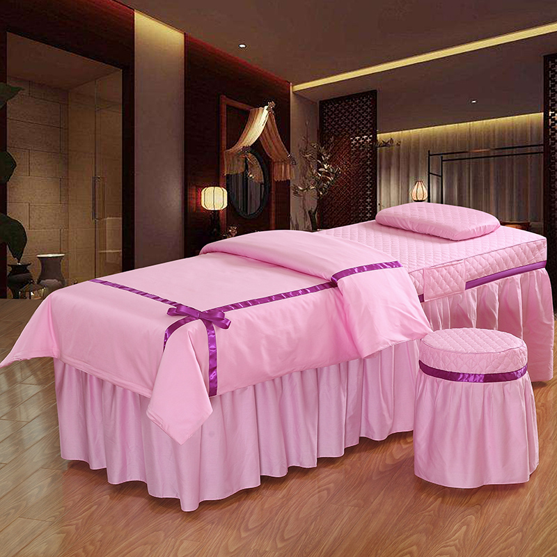 美容床罩四件套韩式纯色全棉纯棉美体按摩床罩SPA专用床品可定做