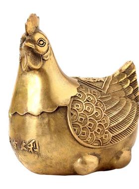 全黄铜鸡摆件母鸡金蛋鸡家居装饰铜鸡工艺品摆设乔迁新居礼品中式