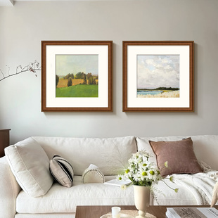 绿色风景《青芜》轻法式客厅装饰画画治愈系油画画奶油中古风卧室