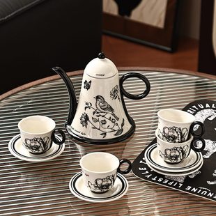 茶具水具套装 复古个性 家用客厅茶几喝水杯子高级感陶瓷茶壶茶杯