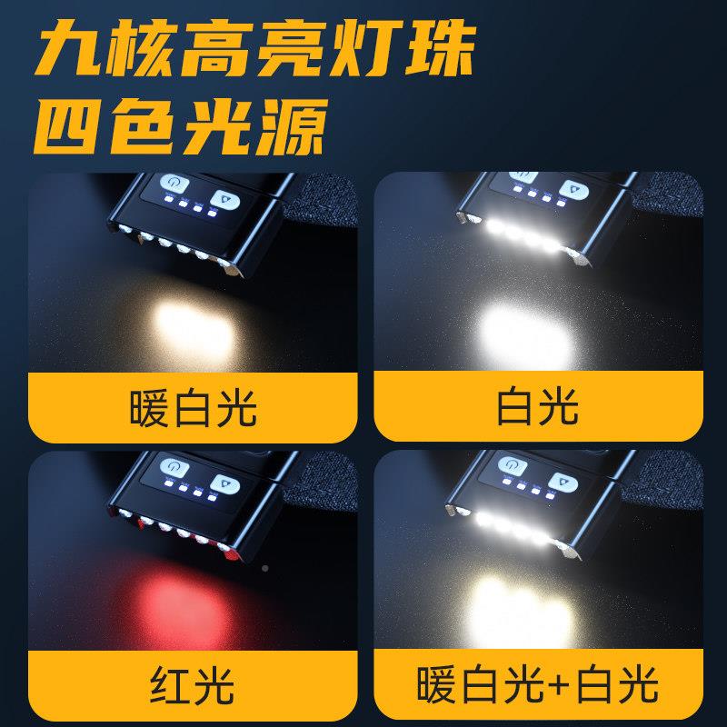 沃尔森夜用钓头灯钓鱼专应帽帽感夹灯强光超亮充电头戴夹超长白鲸