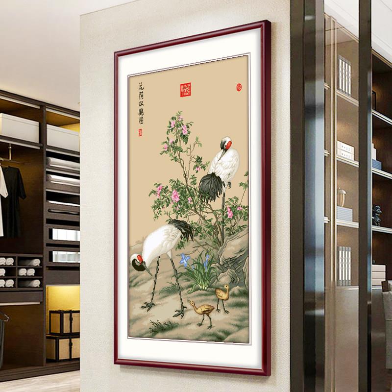 花荫鹤图大十字绣202厅5新款客玄关双竖版名画 画Q598寓意好简单