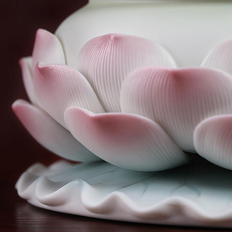 陶瓷莲花香音炉上D14-99A香家大用供室内观供佛供香炉碗佛前佛具