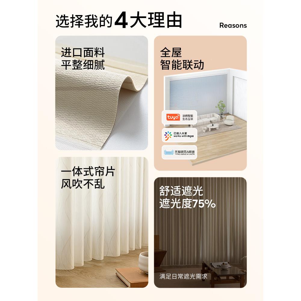 贵品梦幻窗ILY电动窗帘客厅阳台卧室地窗落垂帘直百叶窗可调帘光