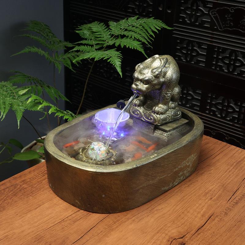 招财水火摆麒貔麟吸水兽貅流水件店铺办公室桌家居风宅IJH旺宅玄