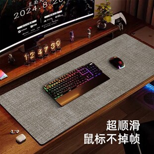 超大皮k革布纹电脑键盘鼠标桌垫防水防滑商务办公桌复古桌 MTQjD