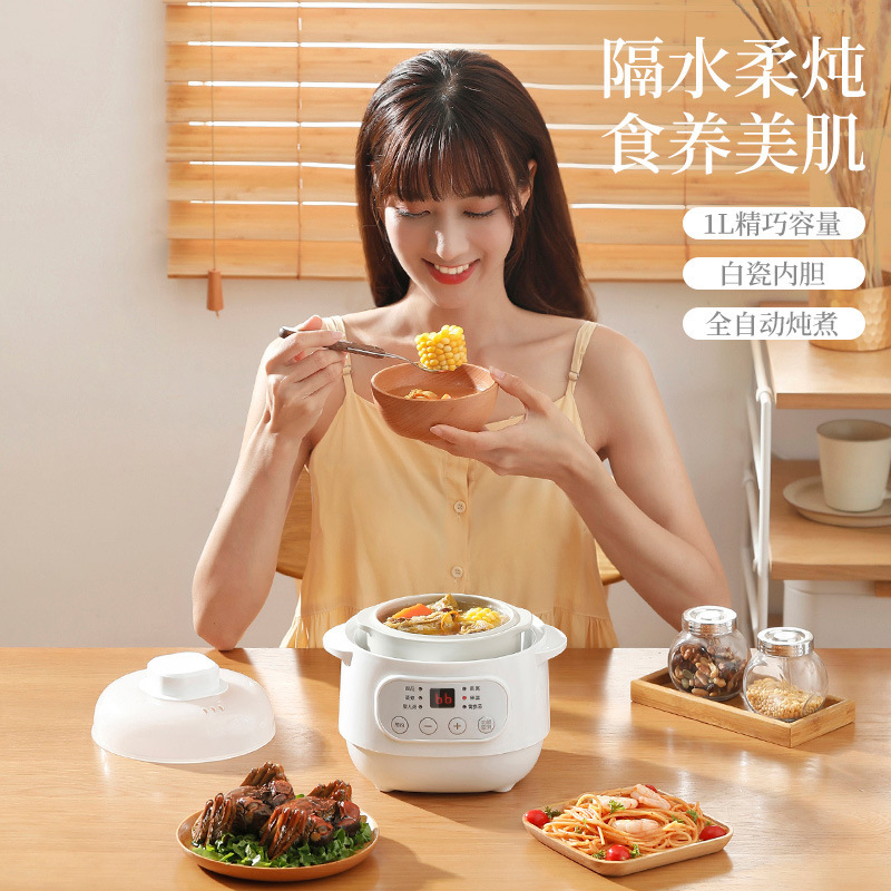 家用多功能电炖锅全自动隔水炖煲汤电炖盅辅食锅炖陶瓷迷你1L煮粥