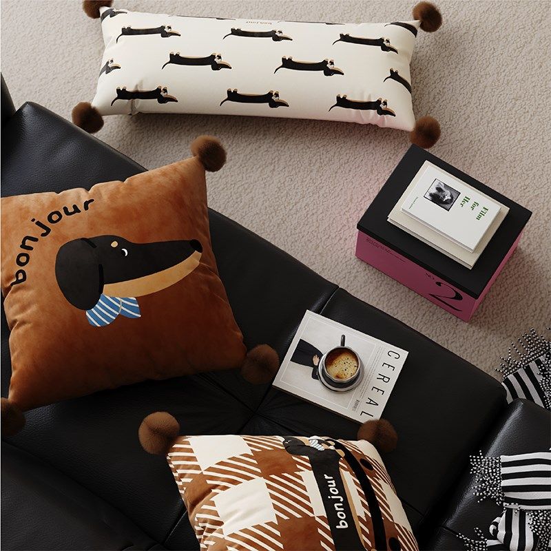 美拉德风秋冬腊肠狗高级感抱枕客厅沙发抱枕大靠枕床头靠垫腰枕