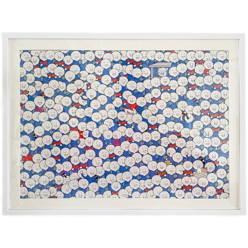 1000片小蓝和他朋友们拼图框架装裱白卡纸铝合金画框相框挂墙