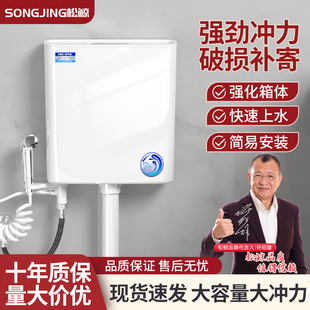 大冲 厕所水箱家用卫生间蹲p便器蹲坑抽水节能免打孔冲水箱挂墙式