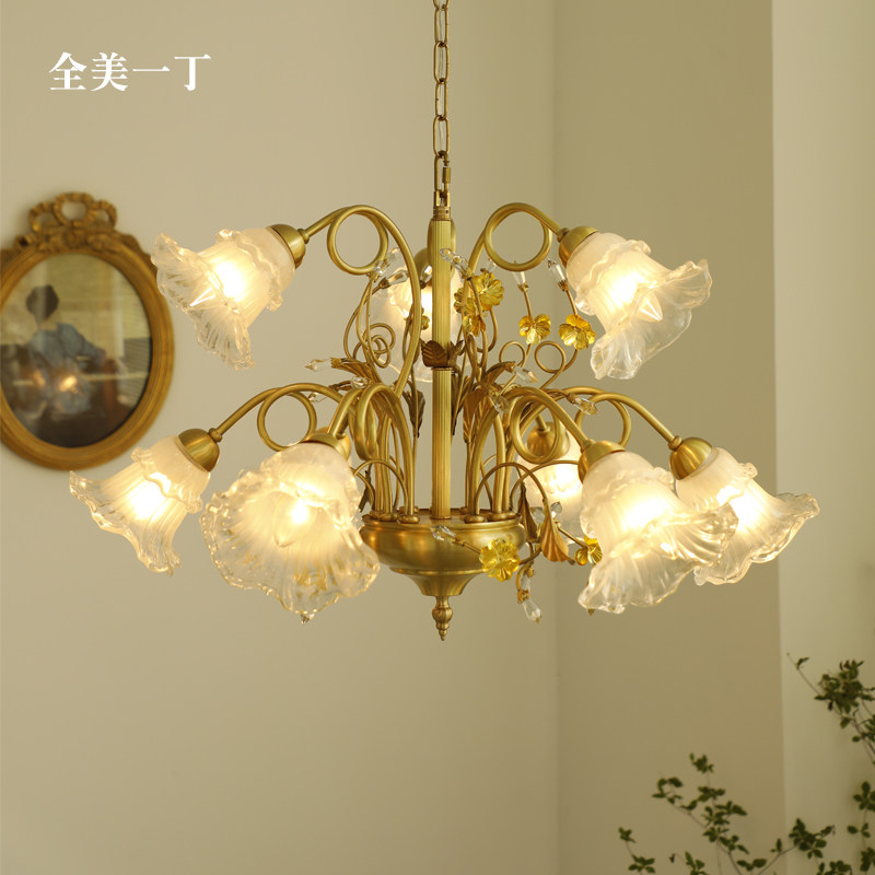 全美一丁浪漫中古黄铜水晶枝形吊灯法式朵客厅卧室蜡烛灯具,家装灯饰光源,客厅吊灯,淘宝优惠券,粉丝福利购,淘宝优惠卷