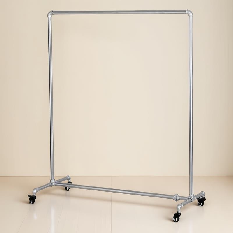 服装店展示架落地式挂衣架带轮水管晾衣架可移动服装架铁艺龙门架