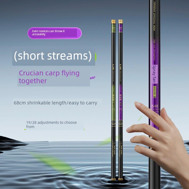 钓竿手杆短节流杆超轻超硬28-可调19-可调高碳鲫鱼竿便携式钓竿