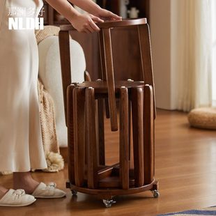 实木凳子可叠放堆叠凳高板凳轻奢高级感客厅家用叠叠乐餐桌凳圆凳
