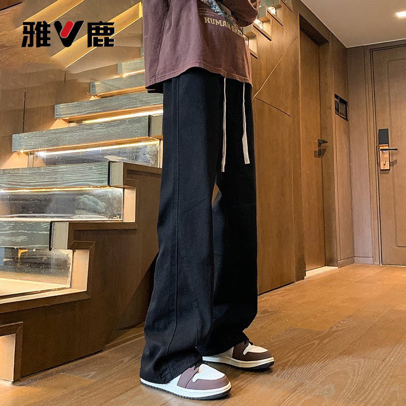 雅鹿夏季薄款弯刀微喇牛仔裤男图片