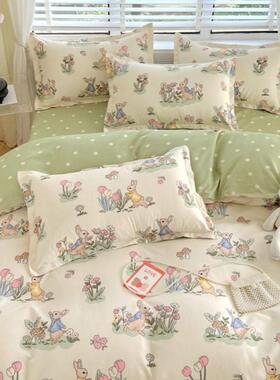 四季四件1套非全棉水学洗棉00加厚舍被套11211床单生宿三件套被罩