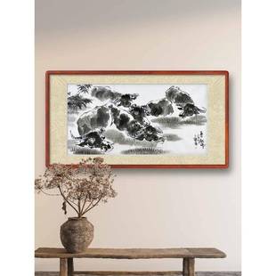 马SZQ到成翰功五牛献瑞国画马手绘客厅办公室装G饰画三尺尺四对开