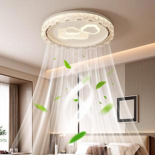 风扇灯无叶风现扇灯代简约 卧室电风扇全光谱护眼灯圆形房光间风