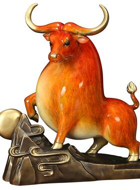 《牛市如虹》铜牛桌摆件 华0尔街金牛牛招财0962办公装饰工艺礼品