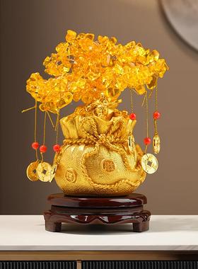 高感礼231213金物水客晶摇钱发财树招财摆件柜家居厅乔迁新居级开