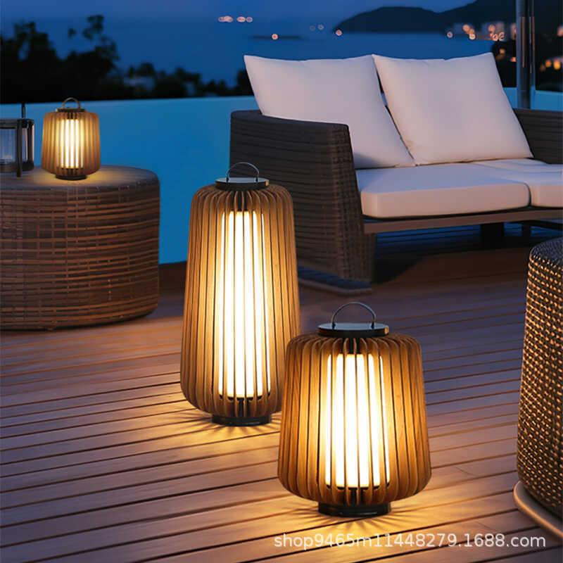 跨境庭院灯草坪灯户外防水露路灯阳台装饰灯别墅花园充电手提灯