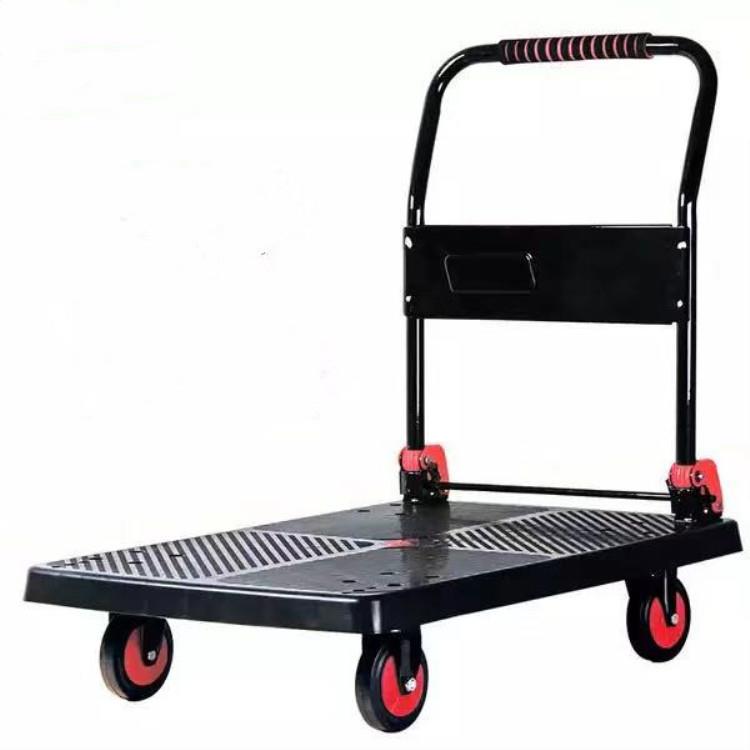 拉货工具平板推车50*80橡胶物流折叠手推车四轮拖车搬运车