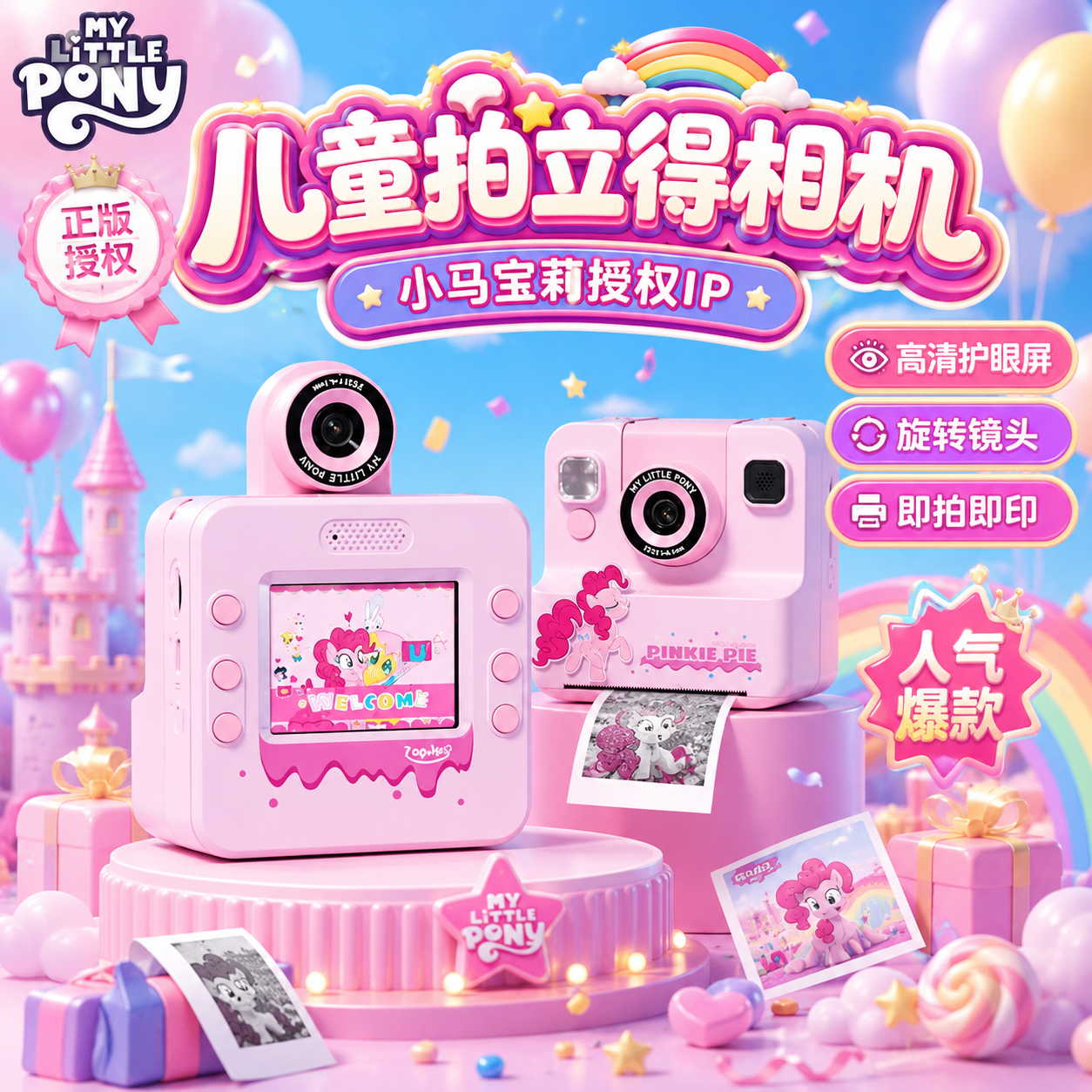 小马宝莉儿童相机学生拍立得可爱彩色打印照片玩具生日礼物女新款