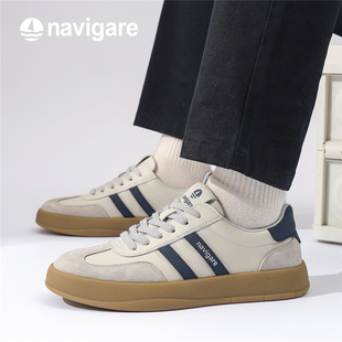 Navigare意大利小帆船男式德训鞋2025新款春夏季男款平跟厚底板鞋