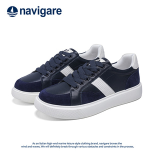 Navigare意大利小帆船男鞋2025春夏新款真皮男款休闲头层牛皮板鞋