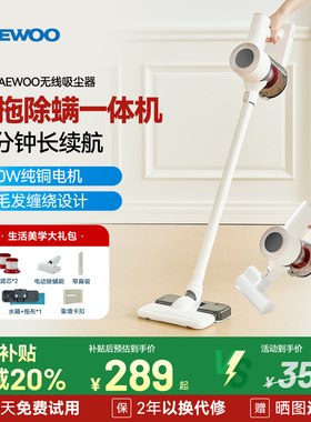 DAEWOO大宇吸尘器无线家用大吸力小型手持吸猫毛地毯吸拖一体机