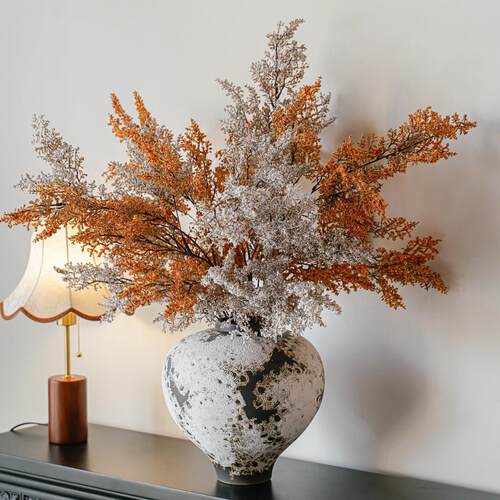 雾凇仿真绿植假花DJA束件侘寂风花陶摆瓷花插瓶客厅花干花花艺装