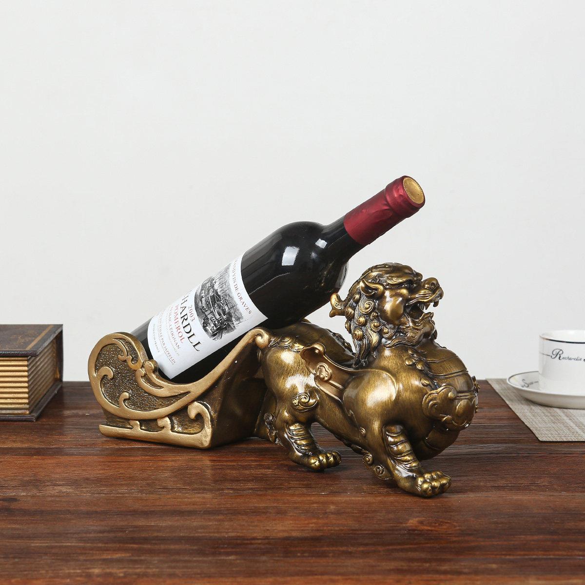 TAK貔貅欧酒架摆件现代酒瓶架酒柜轻奢饰装品北创意红家用葡萄酒