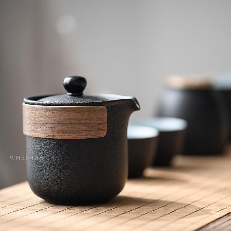 |黑砂粗陶茶壶 过配滤茶壶家说用陶瓷防闻烫单壶功夫HS00018茶具