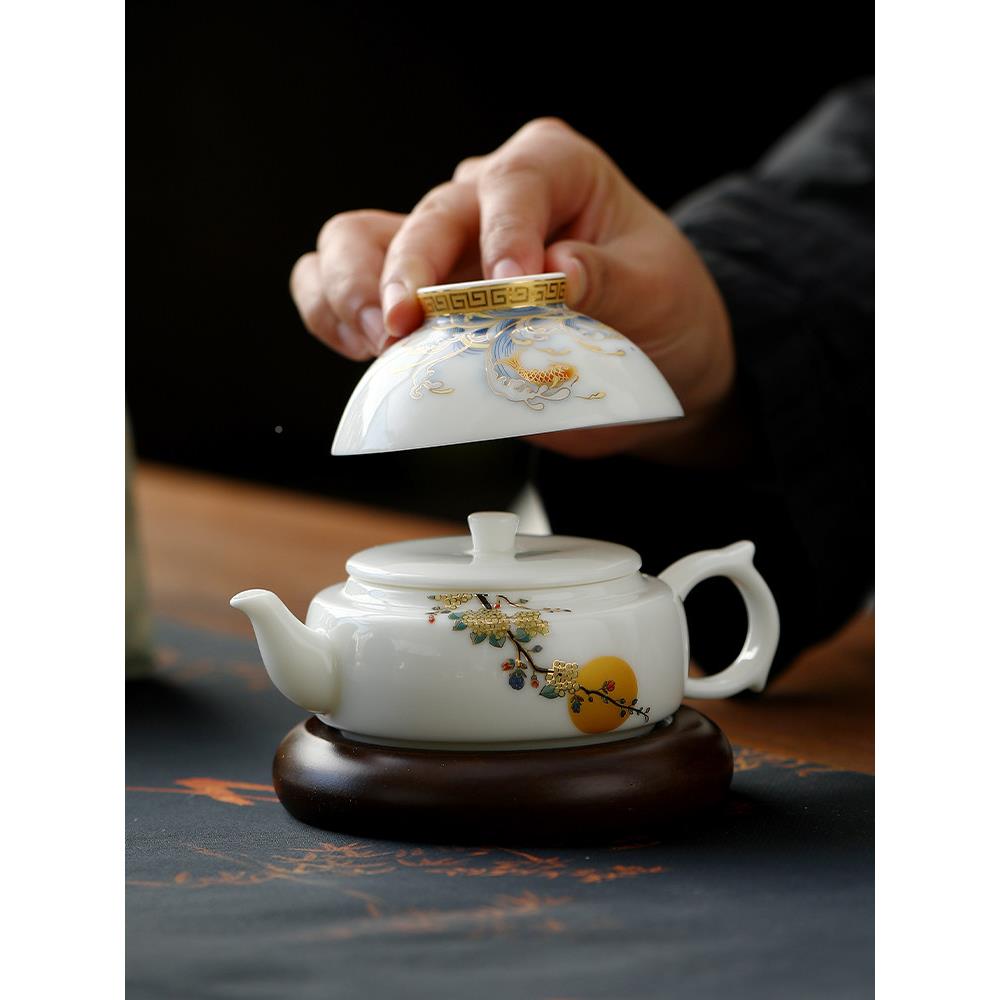 购产品功夫茶具一人Xu1203,高档羊玉瓷采脂女工作站,一旅壶一杯