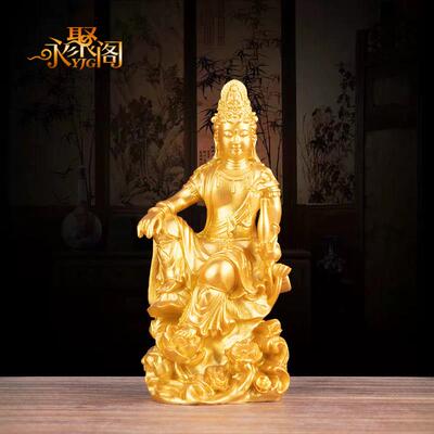 自在9521观音菩萨像件华严三圣萨像客厅居家菩用书房大家摆号