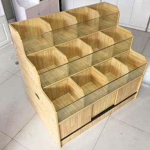 超市米柜米斗玻璃杂粮柜干果瓜子饼干零食散货糖果展示柜盖子货架