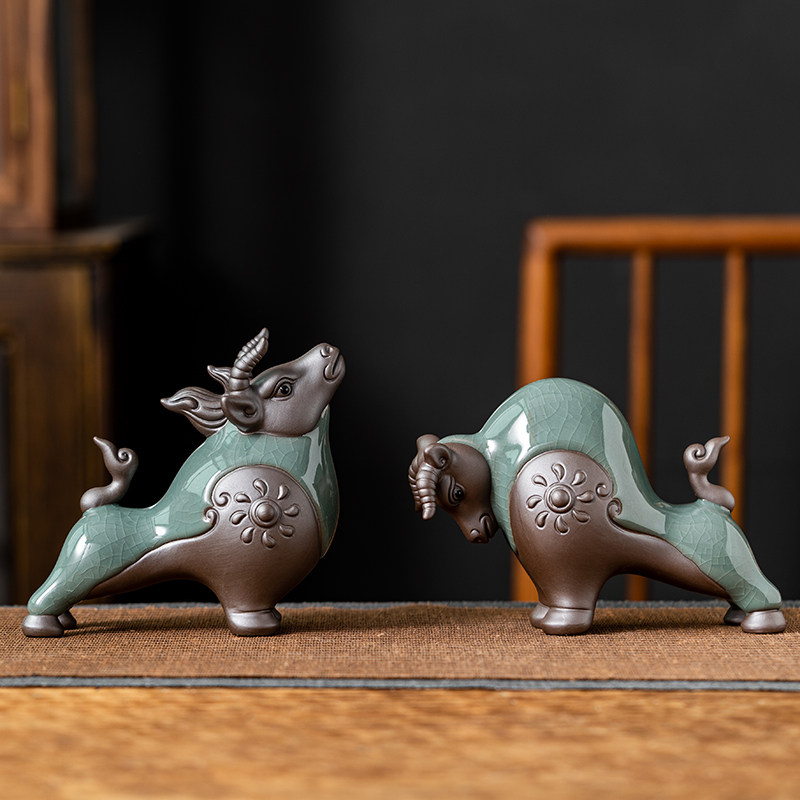 牛家居陶瓷创意微景观装饰品盆景假山鱼缸造景桌面动物茶宠,家居饰品,装饰摆件,淘宝优惠券,粉丝福利购,淘宝优惠卷