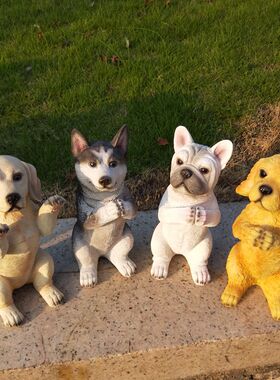 小动物装饰品仿真小狗拉布拉多哈士奇工艺品客厅酒柜创意礼品